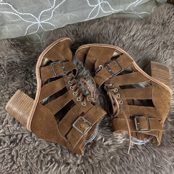 (O) Steve Madden Women's Jackson Lace Up Sandal Chestnut Suede 6 - Picture 8 of 12